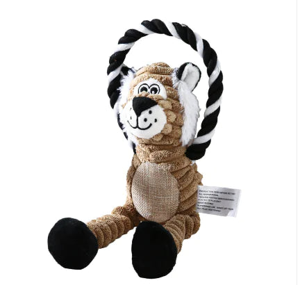 Durable Plush Animal Toys with Tug Rope
