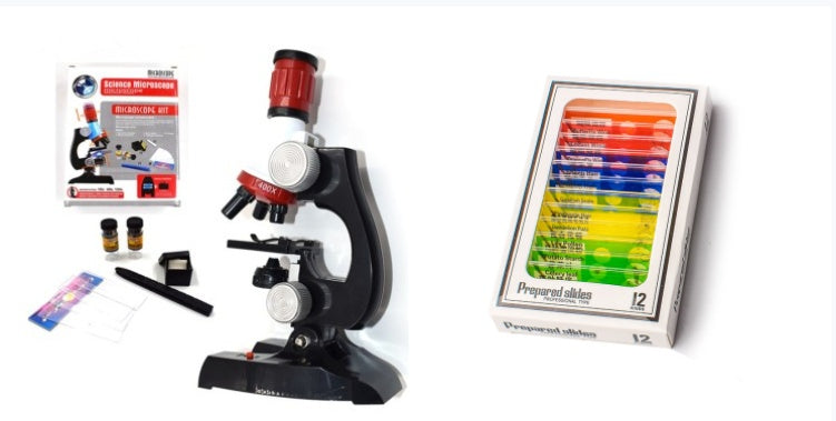 Kids Science Microscope with Slides & Tools Kit