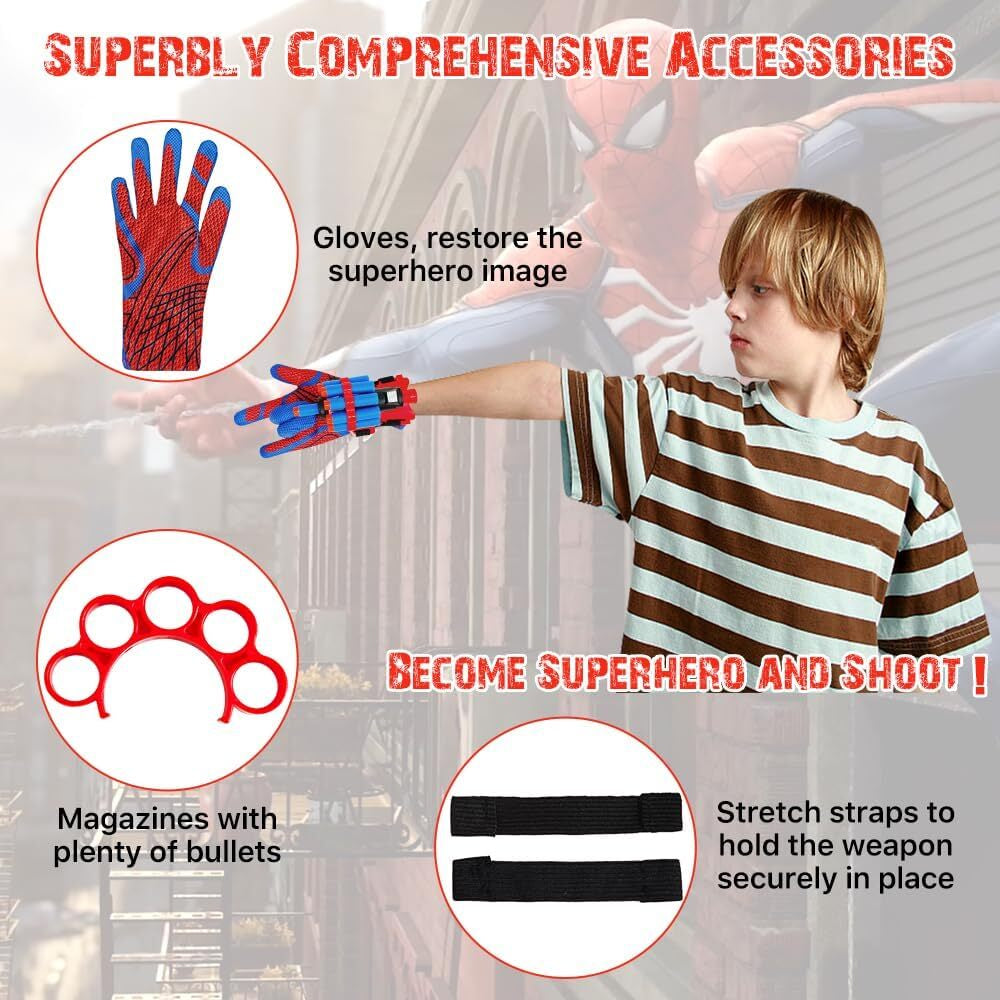Spider-Man Glove Cosplay Web Shooter Toy Set for Children (2-Pack)
