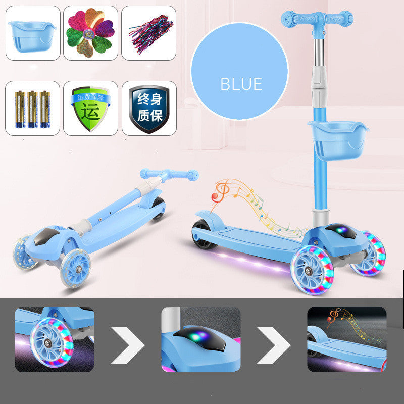 Foldable Scooter with Light-Up Wheels For Kids