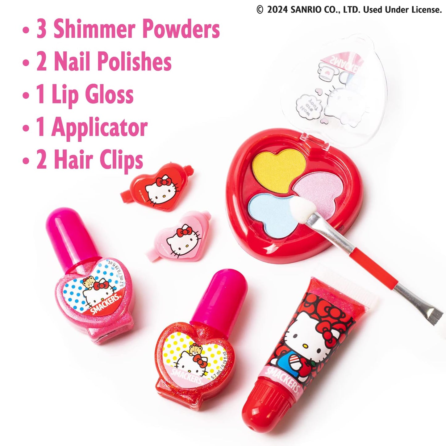 Sanrio Hello Kitty Kids Makeup Set - Color Collection with 3 Moisturizing and Hydrating Products, Soft Shine Finish, Fun Flavors, Cruelty-Free and Vegan
