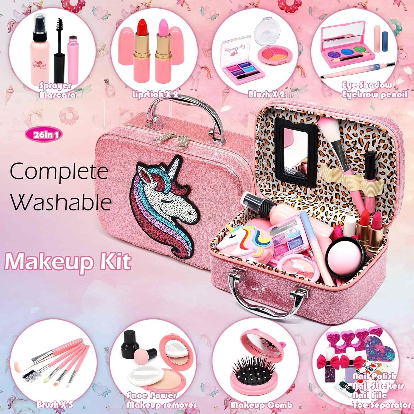 Washable Makeup Kit for Girls - Complete Makeup Set for Kids