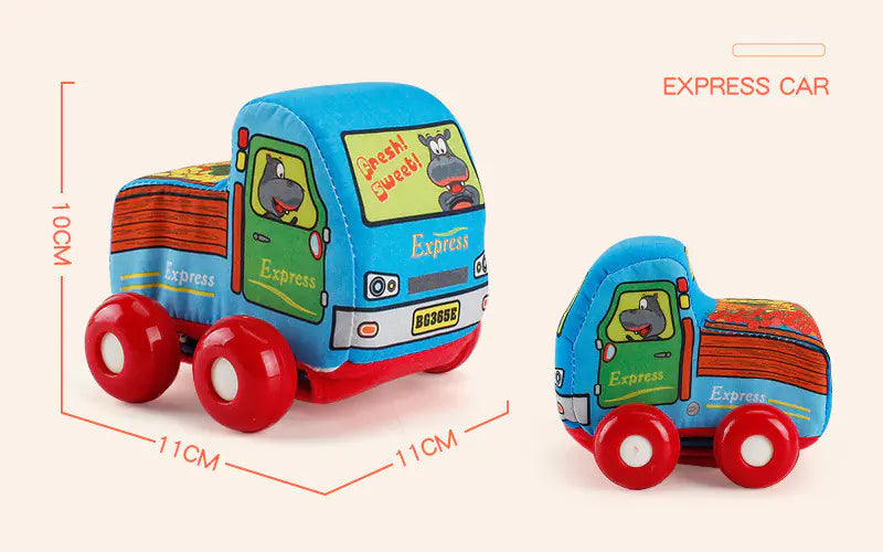 Washable Soft Cartoon Car Toys for Babies