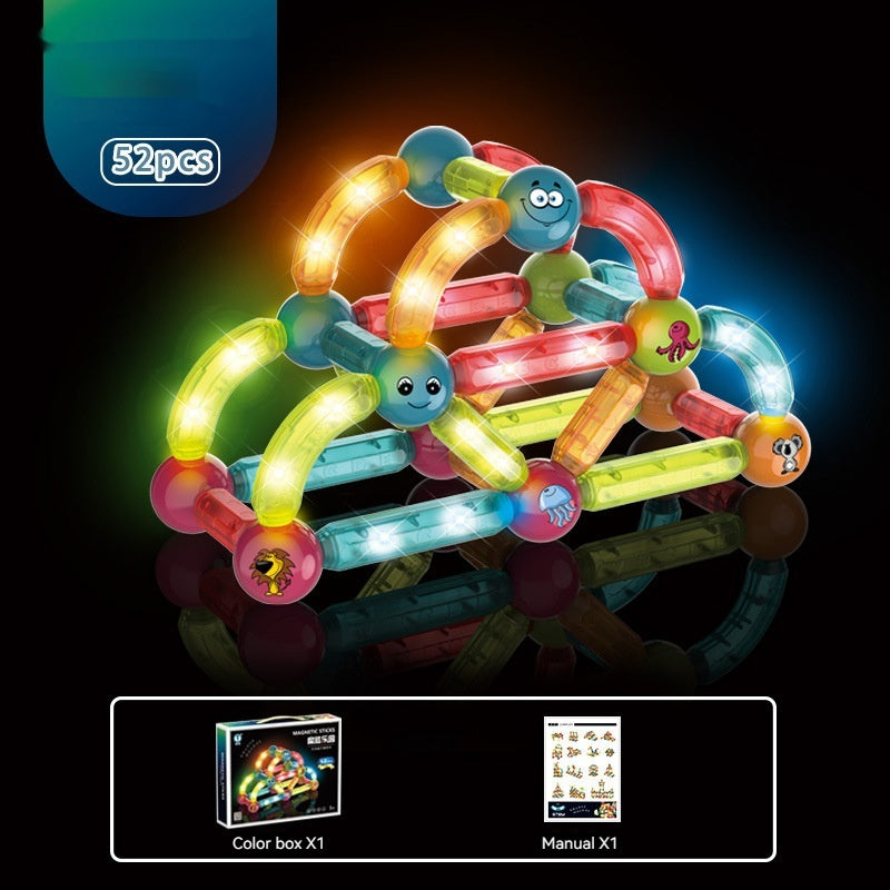Magnetic Light-Up Building Sticks – 128PCS STEM Construction Set
