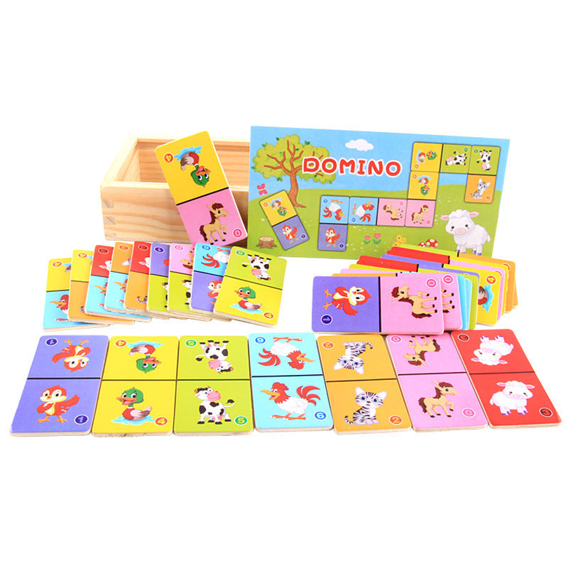 Wooden Animal Domino Matching Game for Kids
