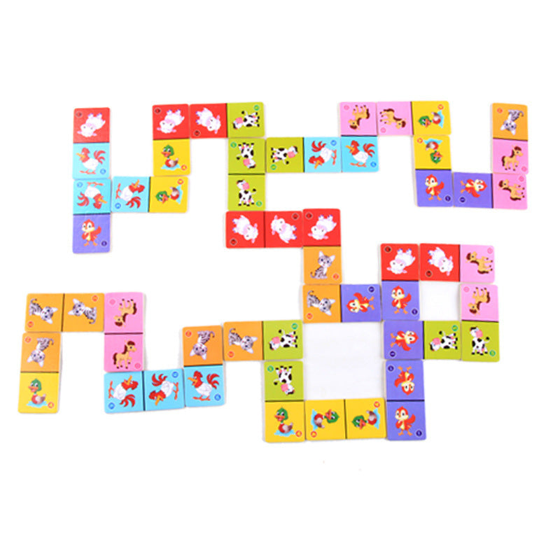 Wooden Animal Domino Matching Game for Kids
