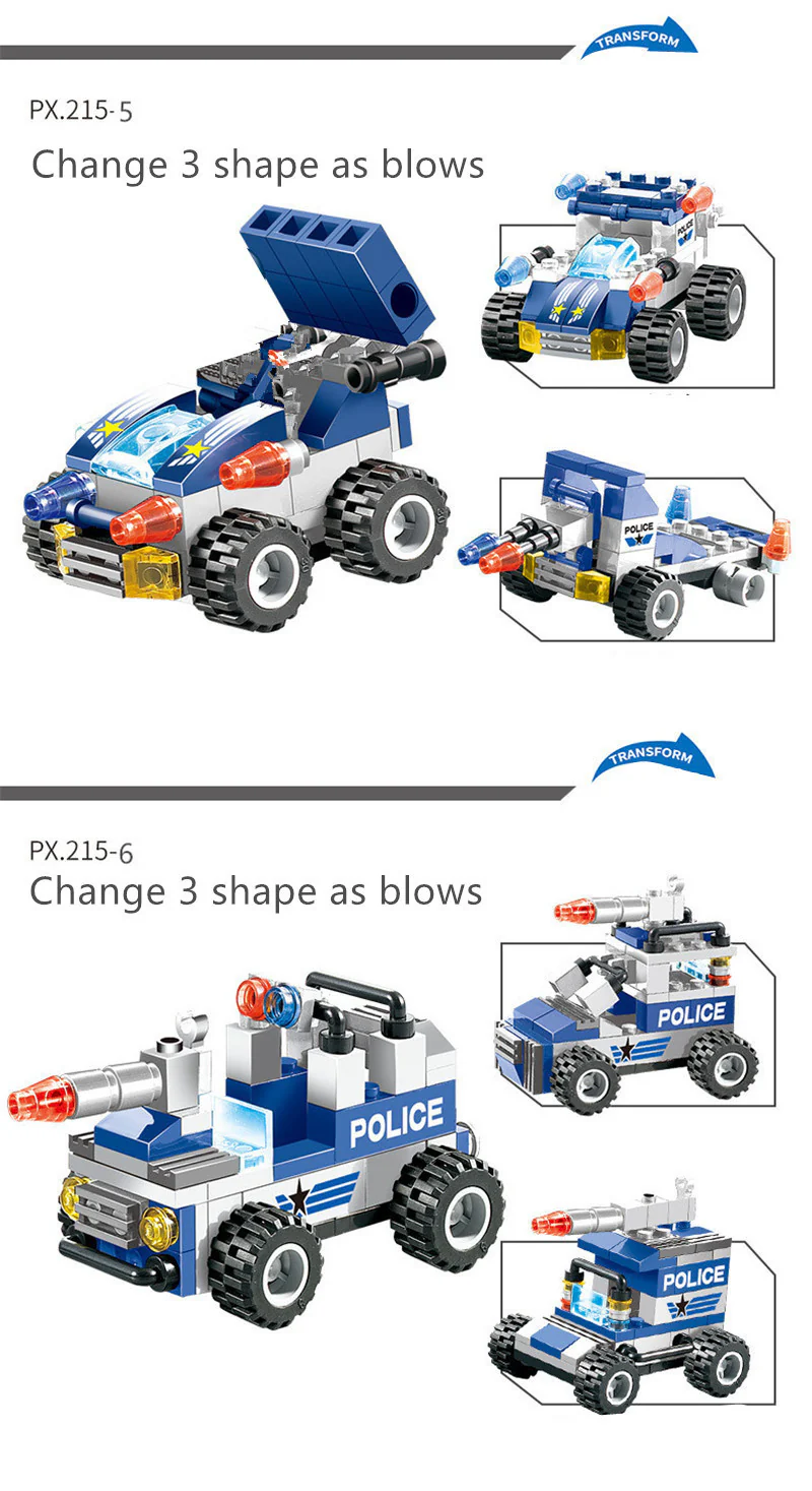 762 PCS Police Robot Car Building Set for Creative Play