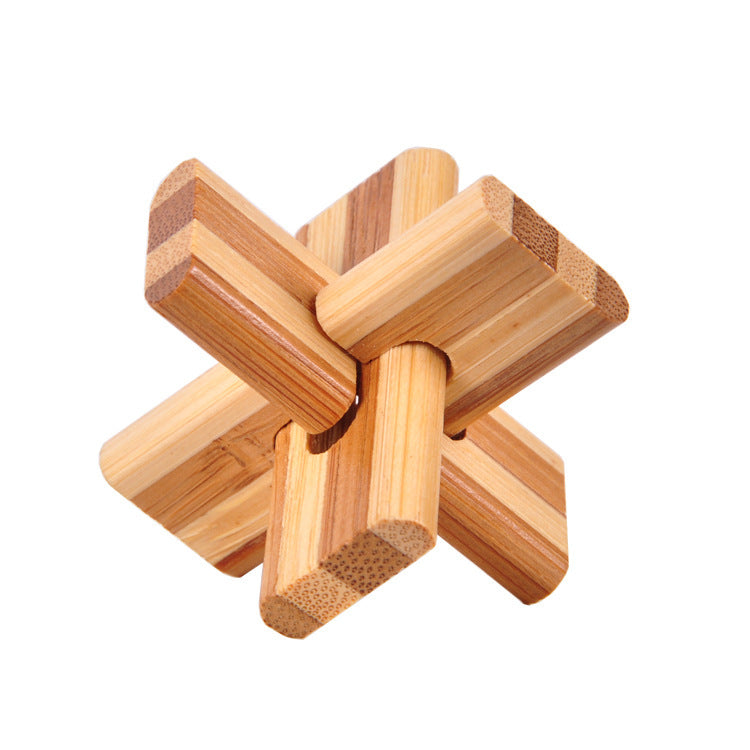 Wooden 3D Brain Teaser Puzzle Set - for Kids & Adults