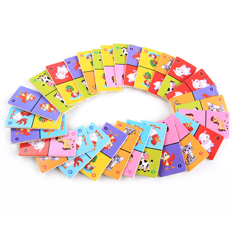 Wooden Animal Domino Matching Game for Kids