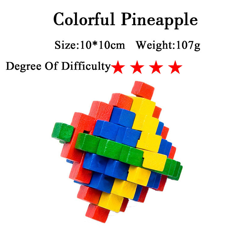 Wooden 3D Brain Teaser Puzzle Set - for Kids & Adults