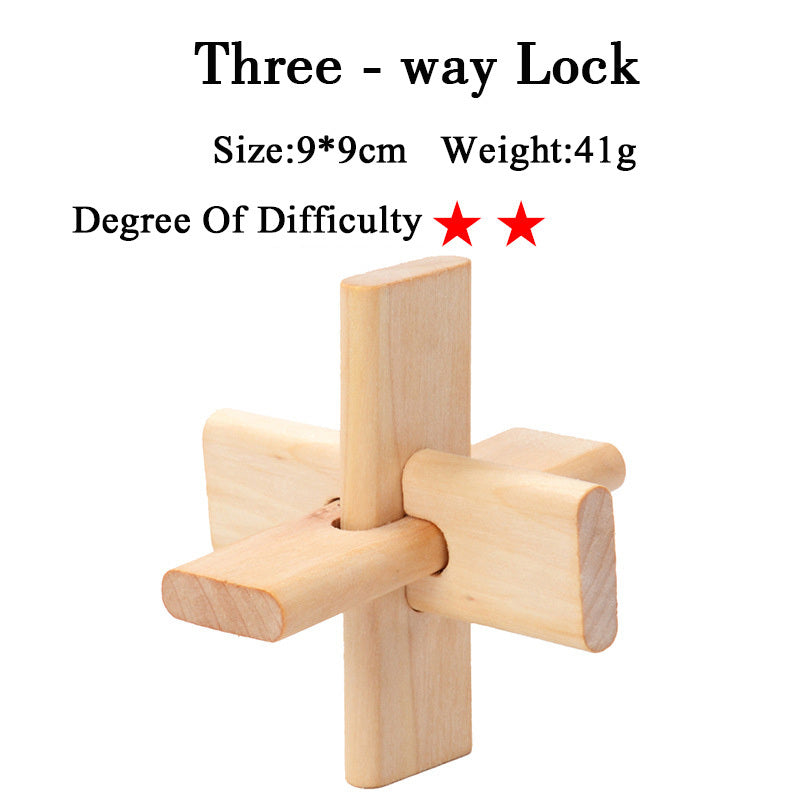Wooden 3D Brain Teaser Puzzle Set - for Kids & Adults