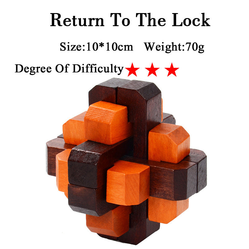 Wooden 3D Brain Teaser Puzzle Set - for Kids & Adults