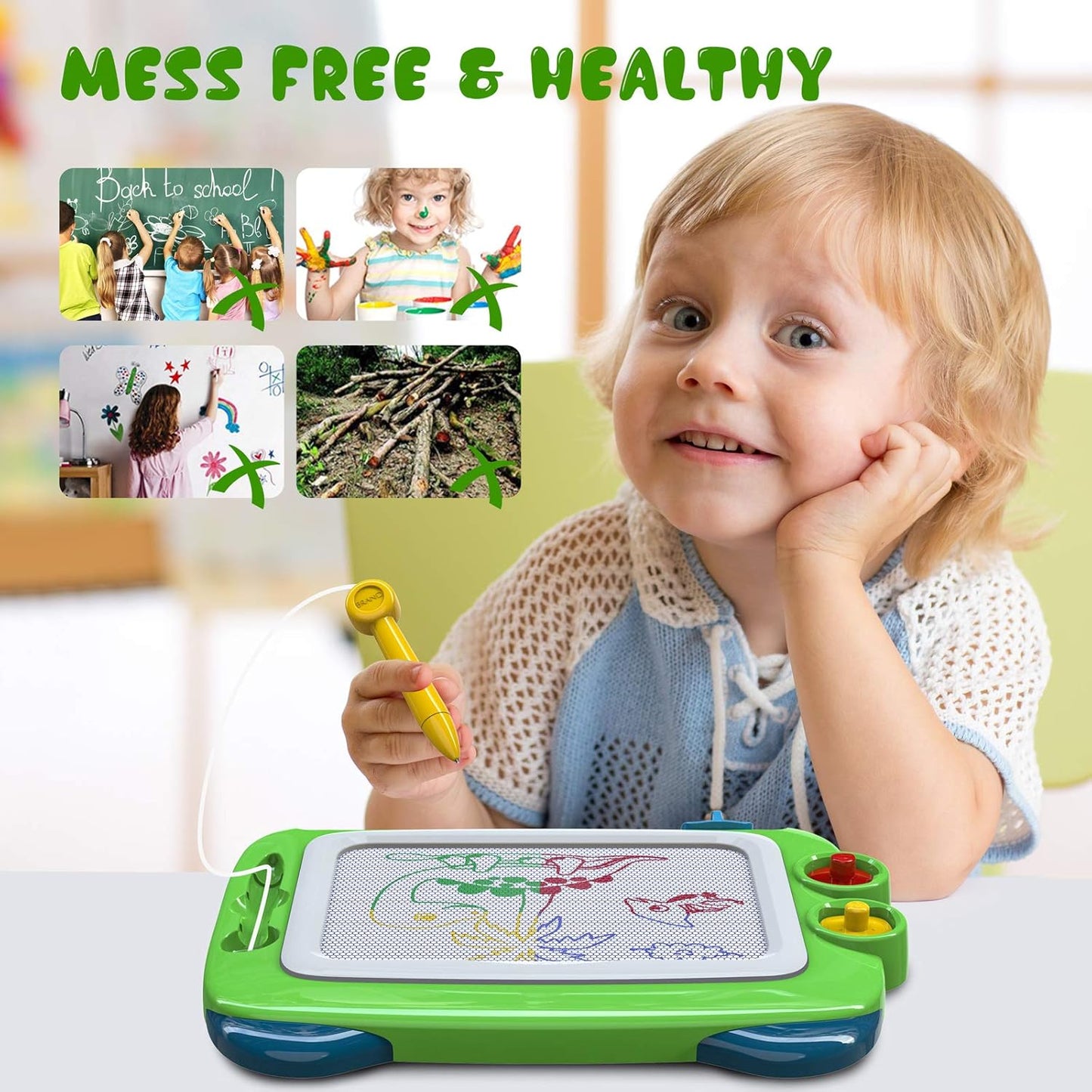 Toddler Toys for 1 2 3 4 Year Old Boys, Magnetic Drawing Doodle Board Gifts for 2 3 4 Year Old Boy, Doodle Board Learning Toys for 1-4 Year Old Boys Christmas Birthday Gift for Kids,Green