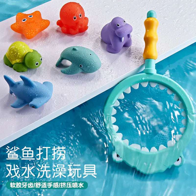 Shark Net Baby Bath Toy Set – Floating Animal Fun