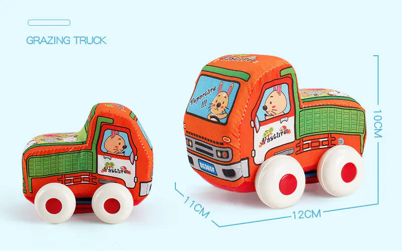 Washable Soft Cartoon Car Toys for Babies