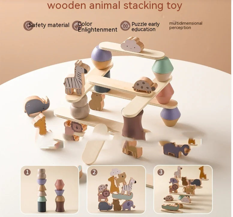 Wooden Animal Balancing Stacking Toy Set for Kids
