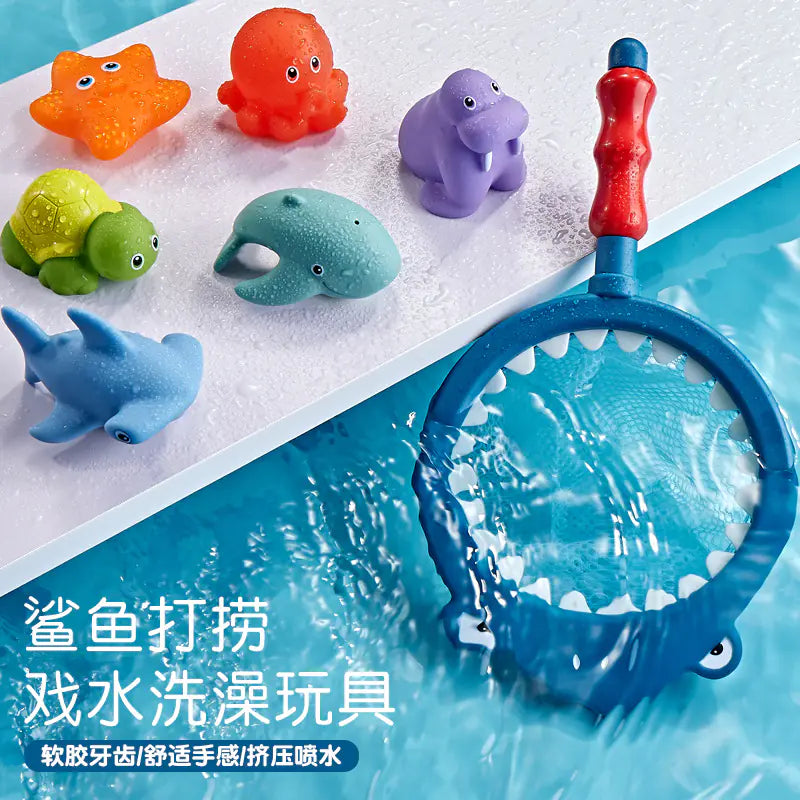 Shark Net Baby Bath Toy Set – Floating Animal Fun