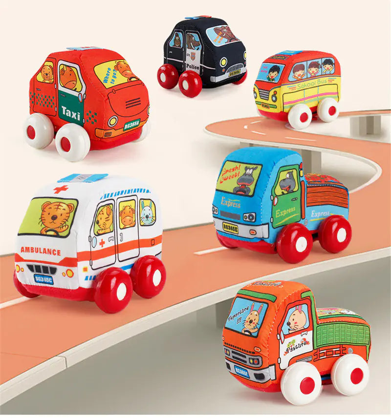Washable Soft Cartoon Car Toys for Babies