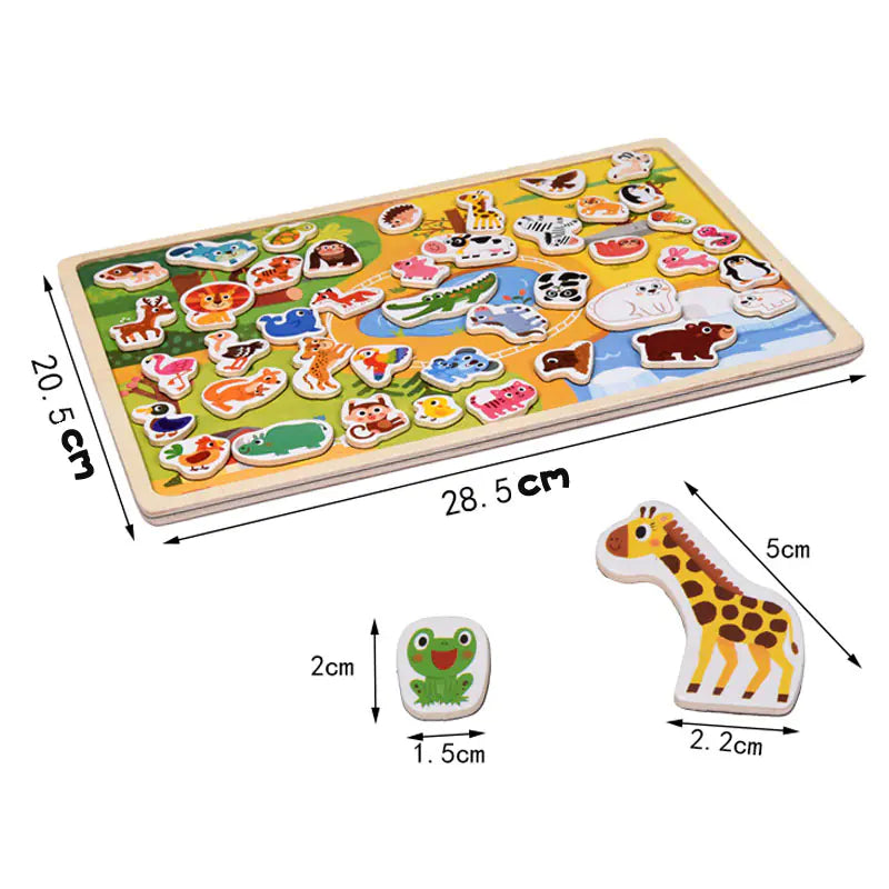 Magnetic Wood Animal & Vehicle 3D Puzzle