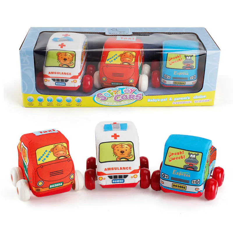 Washable Soft Cartoon Car Toys for Babies