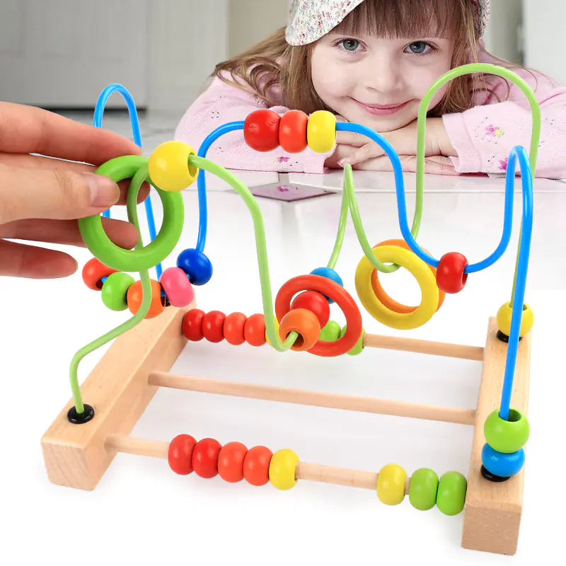 Wooden Baby Beech Large Calculating Bead Winding Toy
