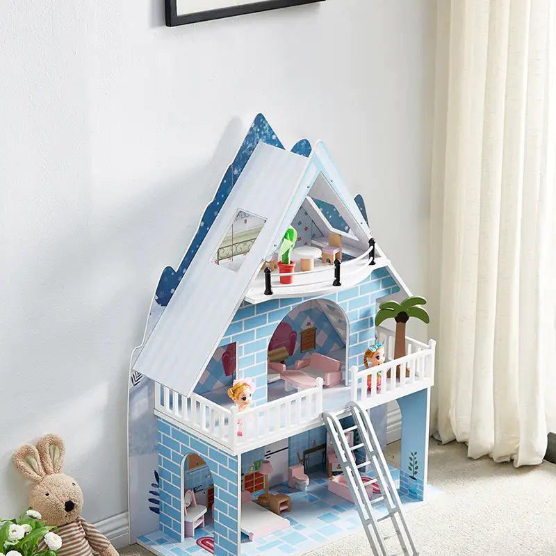 3-Story Dollhouse Playset with Furniture & Dolls