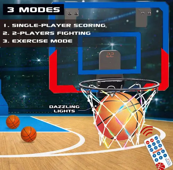 Indoor Basketball Hoop with LED Scoreboard & Remote