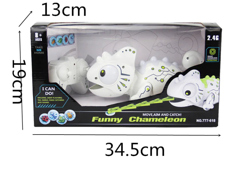 RC Chameleon Toy with Flashing Lights & Tongue Catch