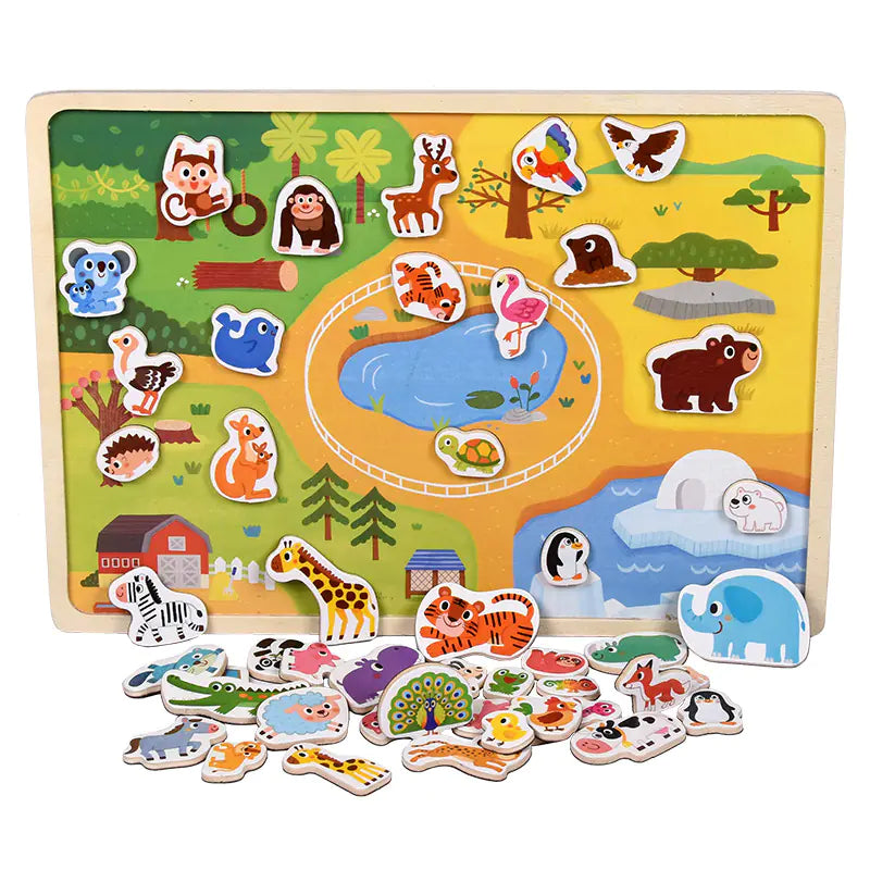Magnetic Wood Animal & Vehicle 3D Puzzle