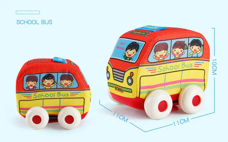 Washable Soft Cartoon Car Toys for Babies