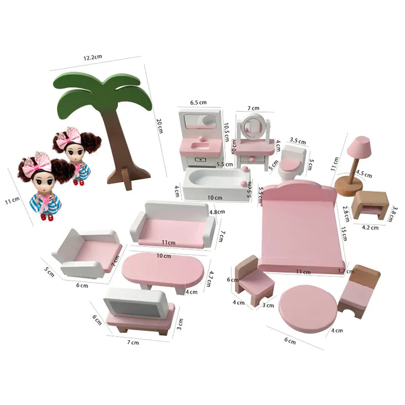 3-Story Dollhouse Playset with Furniture & Dolls