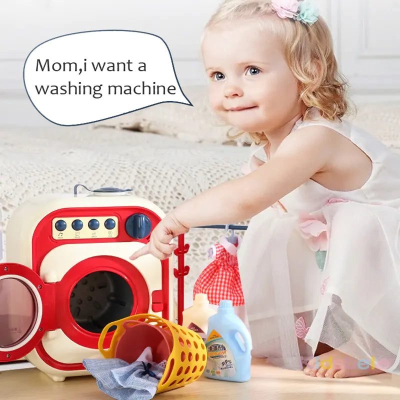 Mini Washing Machine Toy Set – Realistic Laundry Play