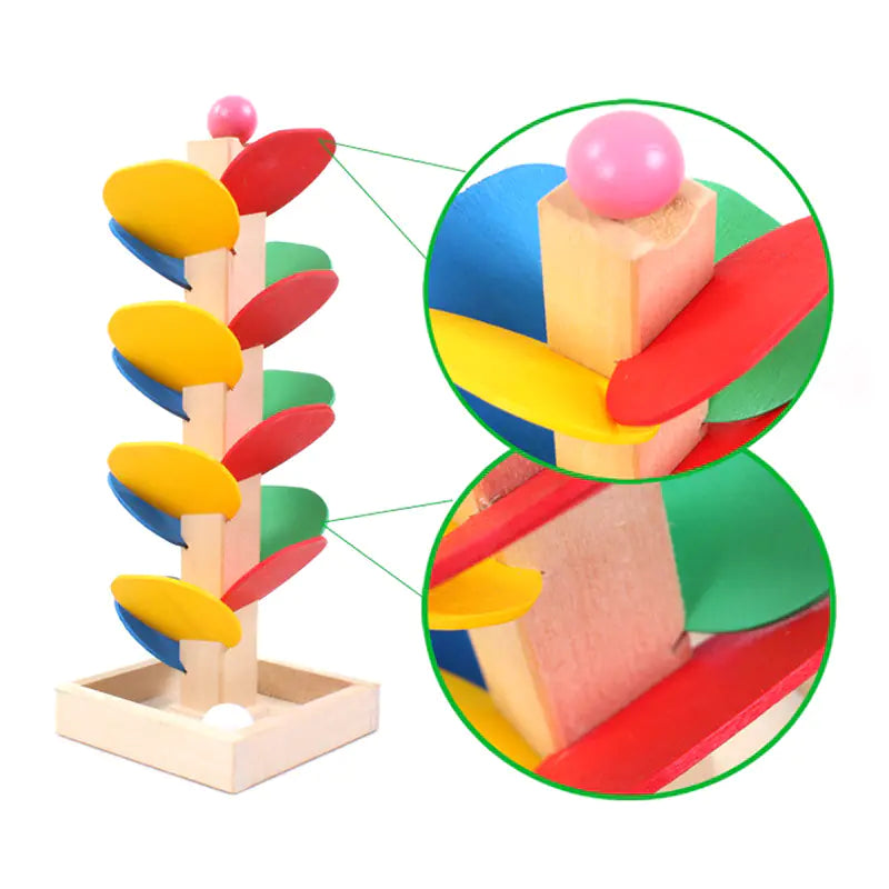 Wooden Marble Tree Toy – Colorful Ball Drop Spiral Fun