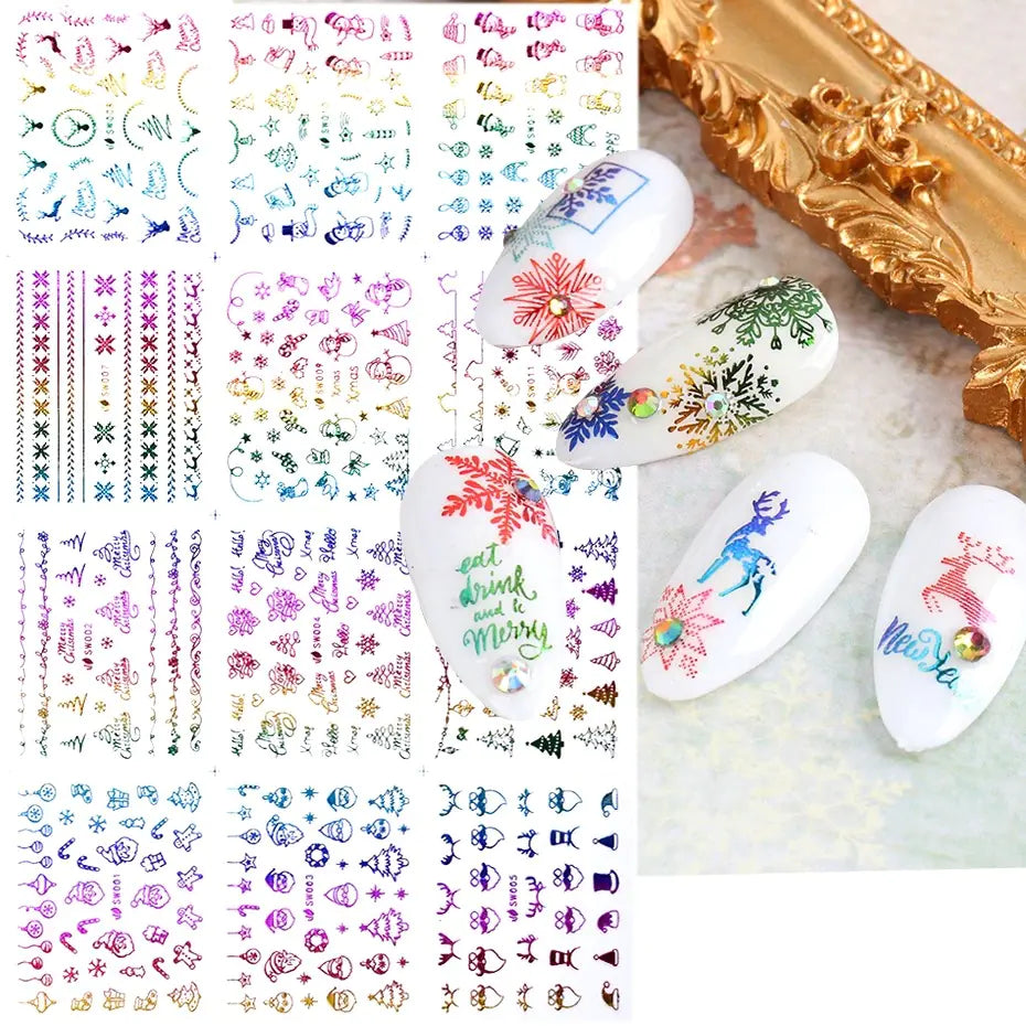 Festive Snowflake Elk Nail Decals