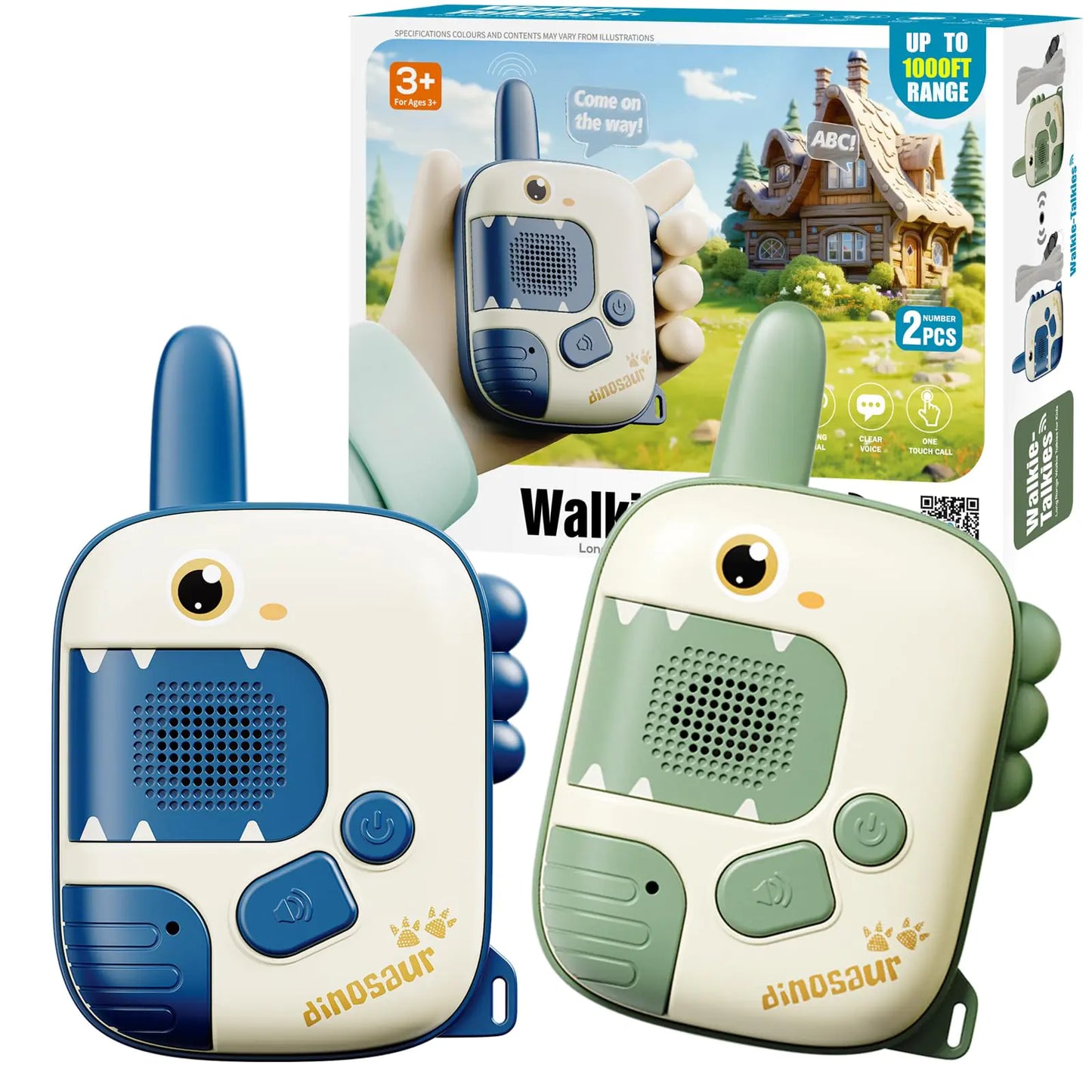 Dinosaur Walkie Talkies for Kids | 1000ft Range, 2-Pack