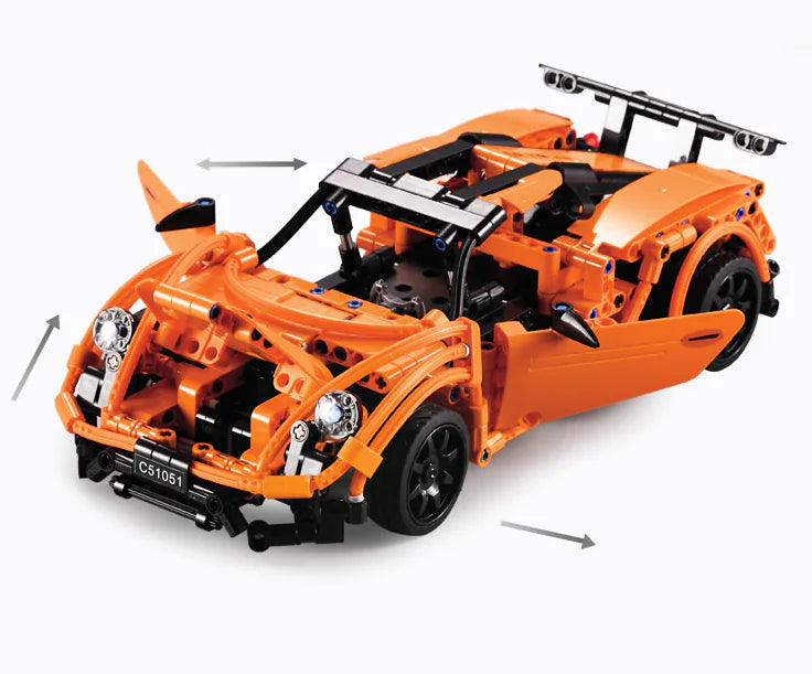 Remote Control Orange Race Car Building Set