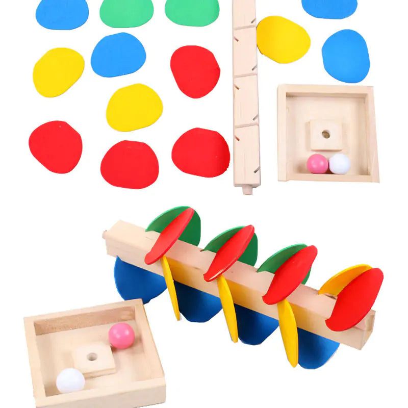 Wooden Marble Tree Toy – Colorful Ball Drop Spiral Fun