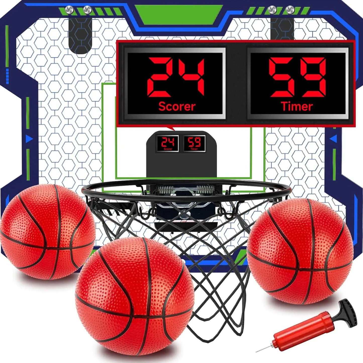 Indoor Basketball Hoop Set with Scoreboard & Timer