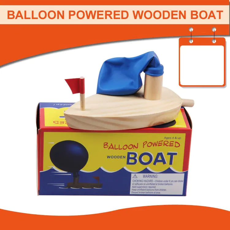 Balloon Powered Wooden Boat – Fun STEM Toy for Kids