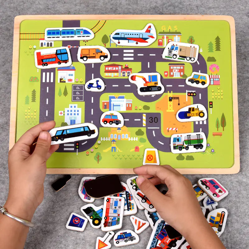 Magnetic Wood Animal & Vehicle 3D Puzzle