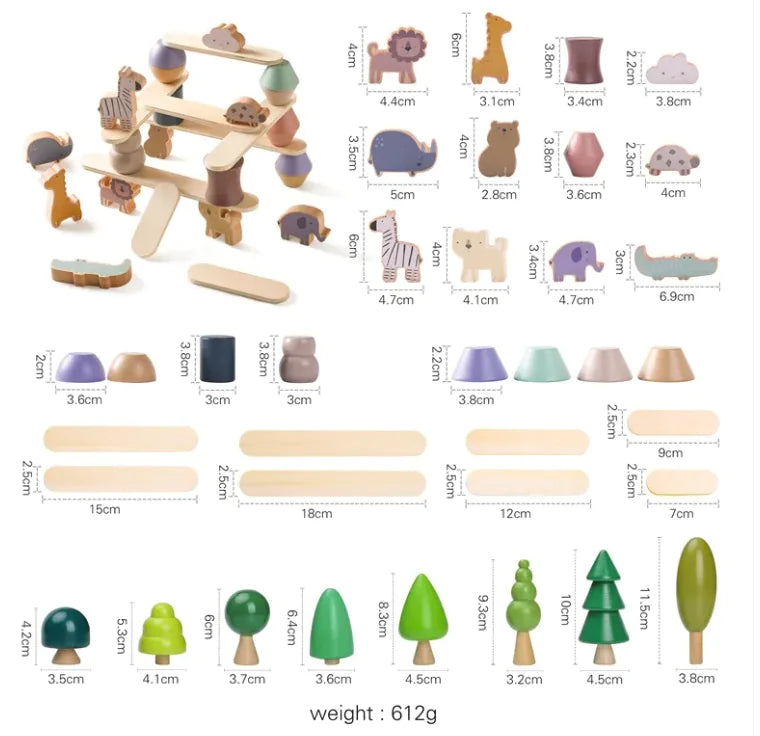 Wooden Animal Balancing Stacking Toy Set for Kids
