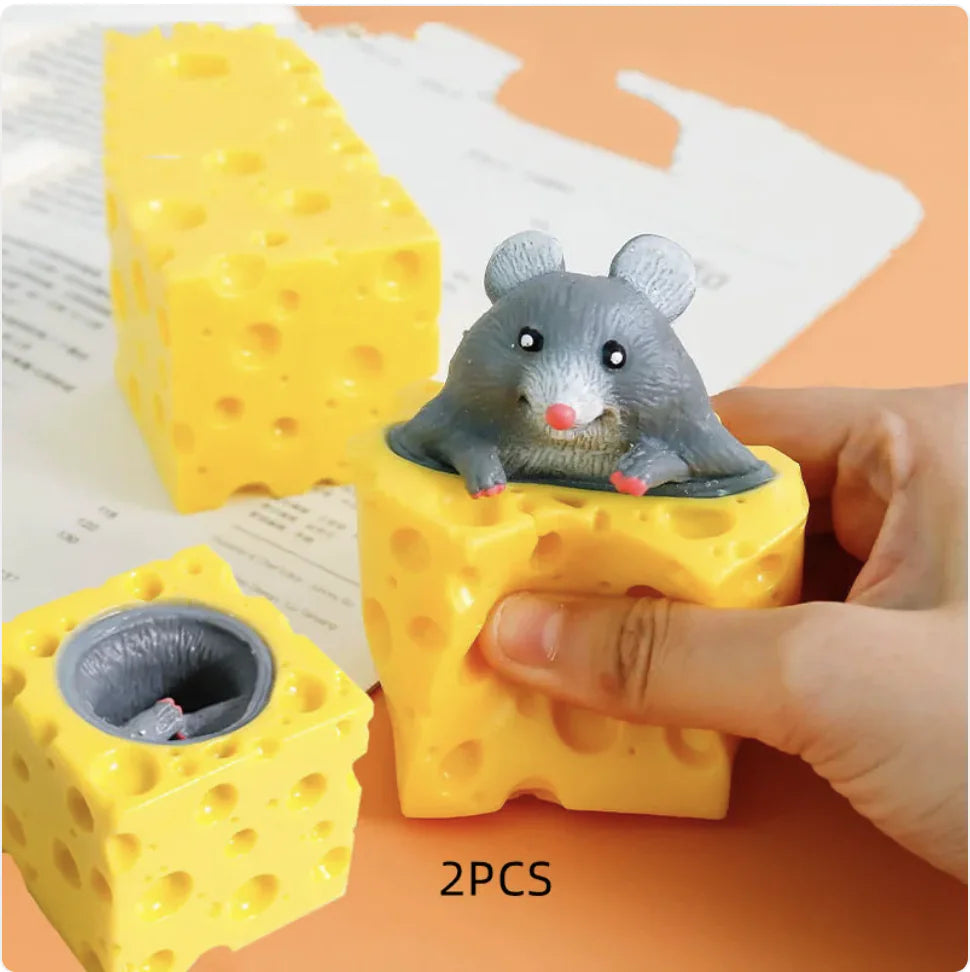 Squeeze Cheese Toy with Hidden Mouse – Stress Relief Fun