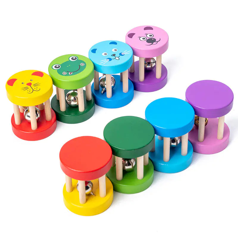 Animal Face Wooden Rattle Toy Set for Toddlers