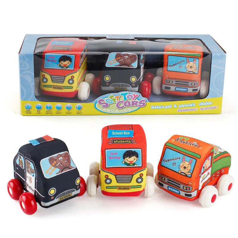 Washable Soft Cartoon Car Toys for Babies