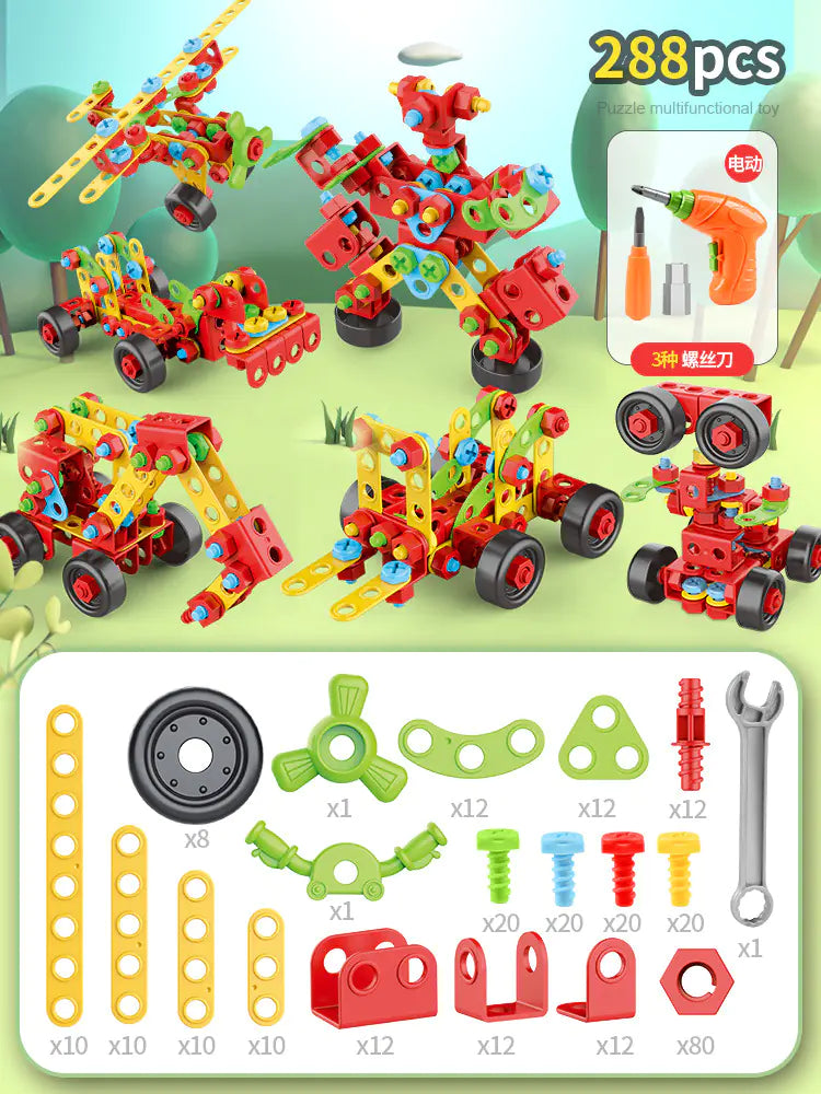 DIY STEM Creative Building Blocks Set Toy with Drill Tool