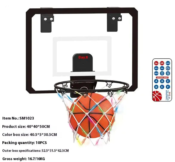 Indoor Basketball Hoop with LED Scoreboard & Remote