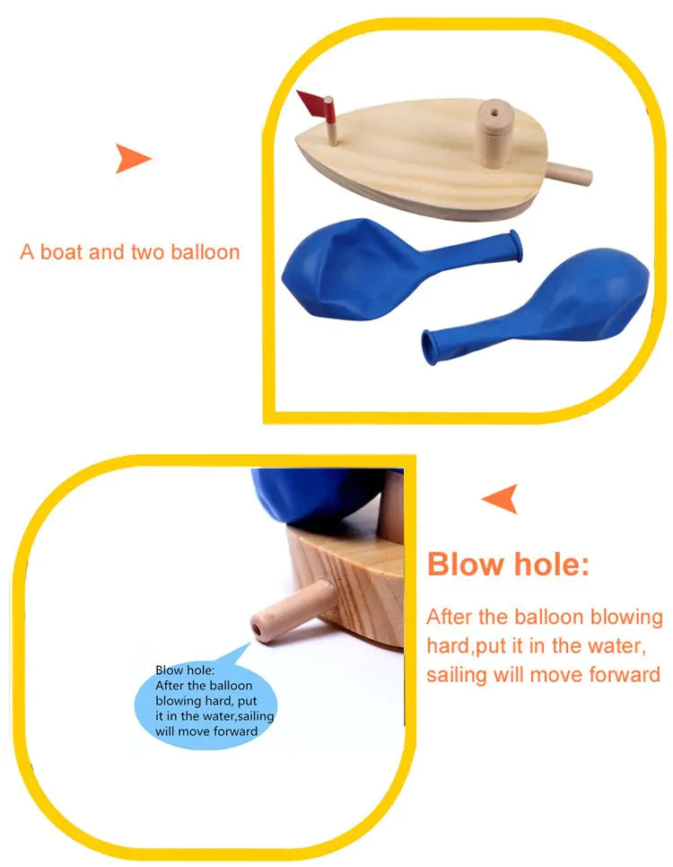 Balloon Powered Wooden Boat – Fun STEM Toy for Kids