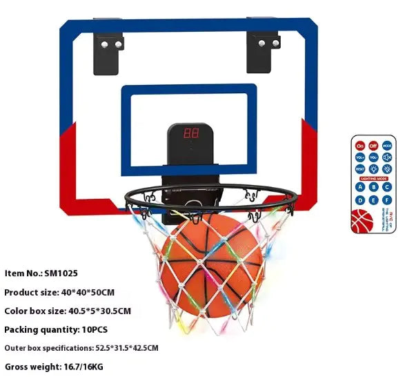 Indoor Basketball Hoop with LED Scoreboard & Remote