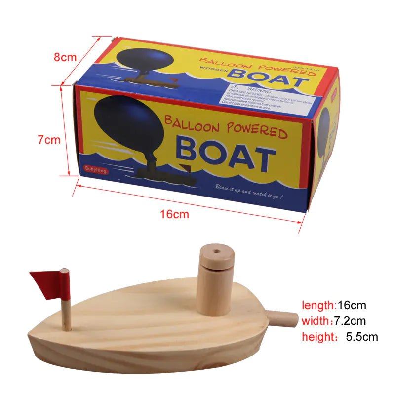 Balloon Powered Wooden Boat – Fun STEM Toy for Kids
