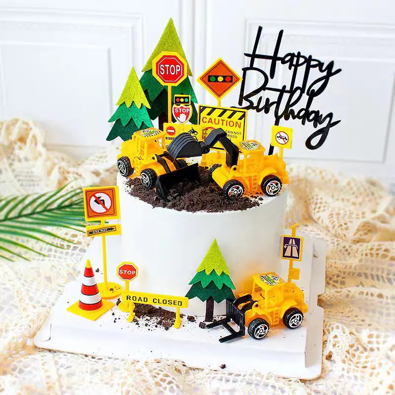 Engineering Vehicles Birthday Cake Topper Set for Boys